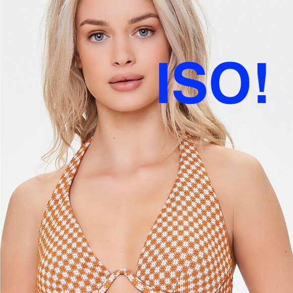 ISO: Forever 21 Ginger/Orange/Brown/Ivory Plaid Checkered Underwire Bikini - Picture 7 of 8